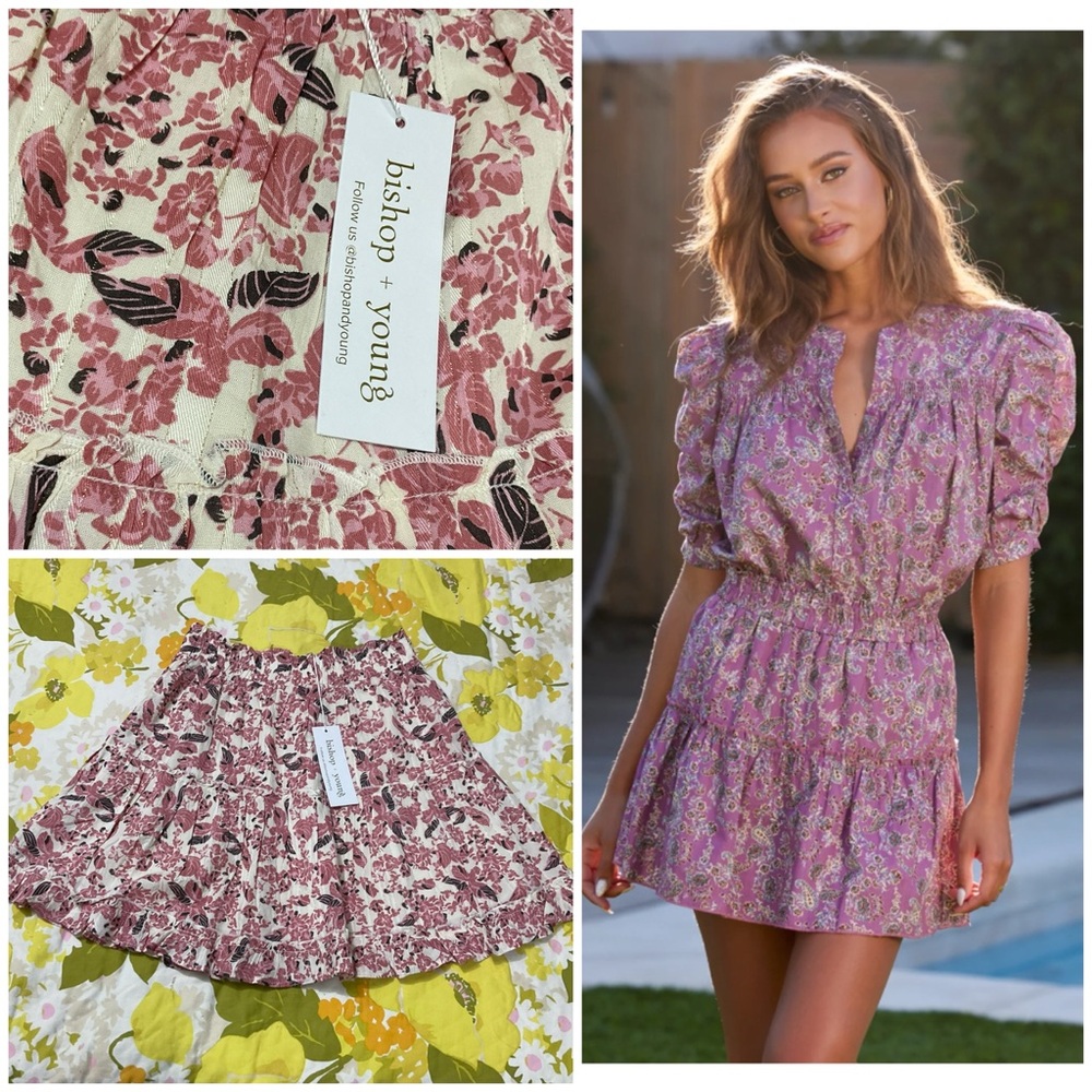 NWT Anthro bishop + young floral ruffle mini skirt size Small